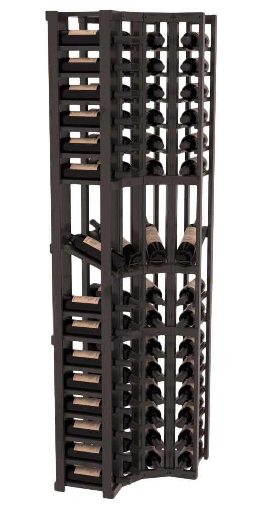 InstaCellar 4 Column Corner Display Row Rack – Premium Redwood / Black stained