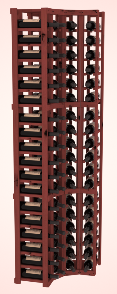 InstaCellar 4 Column Corner Rack – Knotty Alder / Cherry stained