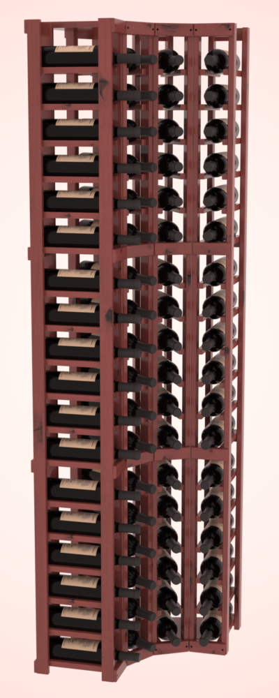 InstaCellar 4 Column Corner Rack – Knotty Alder / Cherry stained