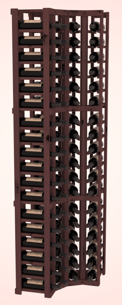 InstaCellar 4 Column Corner Rack – Knotty Alder / Walnut stained