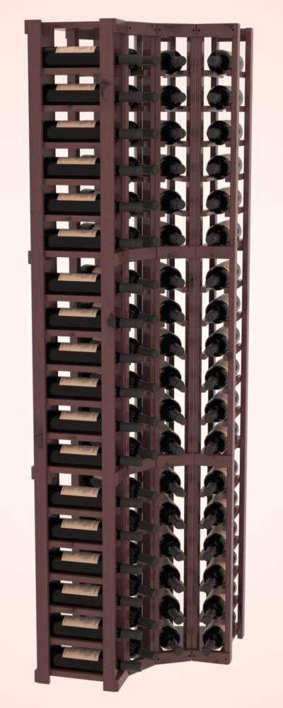 InstaCellar 4 Column Corner Rack – Knotty Alder / Walnut stained