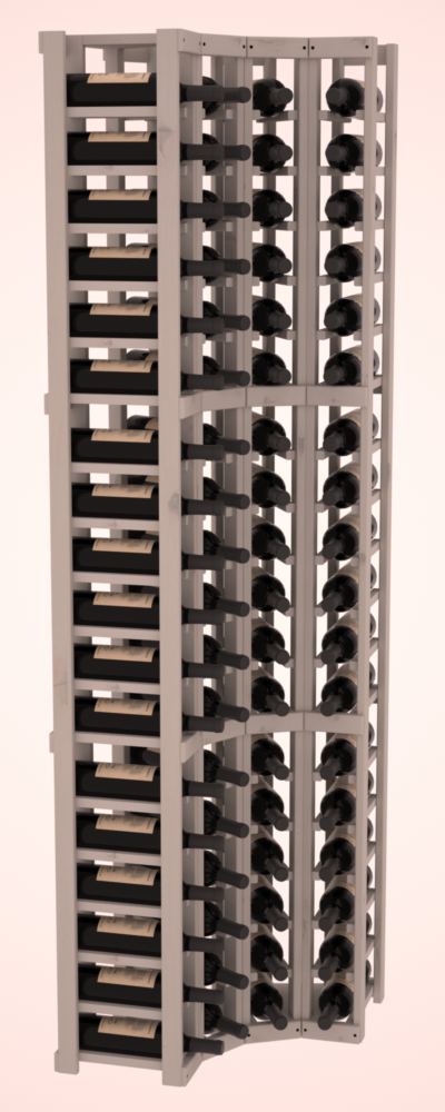 InstaCellar 4 Column Corner Rack – Knotty Alder / Greywash stained