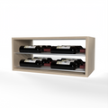 GrandCellar™ 6 Column Horizontal Label-Forward Wine Display – 12"- Silver Metal Rods – White Oak / Unstained