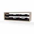 GrandCellar™ 8 Column Horizontal Label-Forward Wine Display – 12" – Black Metal Rods – White Oak / Unstained