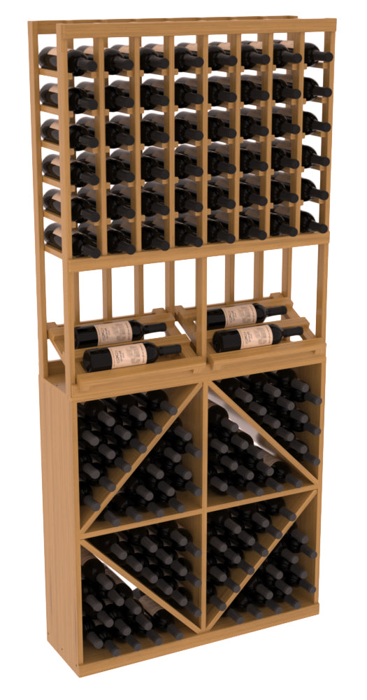 InstaCellar 8 Column Side Display / 96 Bin Combo – Ponderosa Pine / Walnut stained