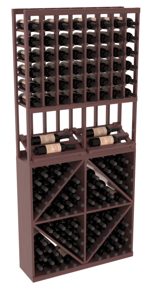 InstaCellar 8 Column Side Display / 96 Bin Combo – Ponderosa Pine / Black stained