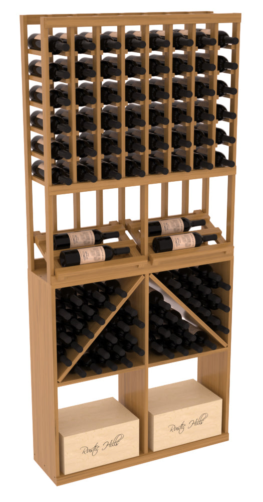 InstaCellar 8 Column Side Display / 96 Bin/Case Combo – Grand Mahogany / Black stained