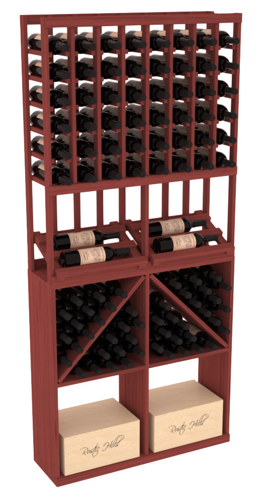 InstaCellar 8 Column Side Display / 96 Bin/Case Combo – Ponderosa Pine / Oak stained