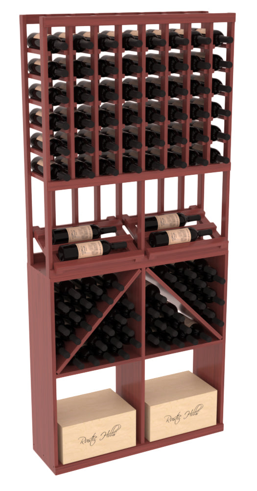 InstaCellar 8 Column Side Display / 96 Bin/Case Combo – Grand Mahogany / Greywash stained