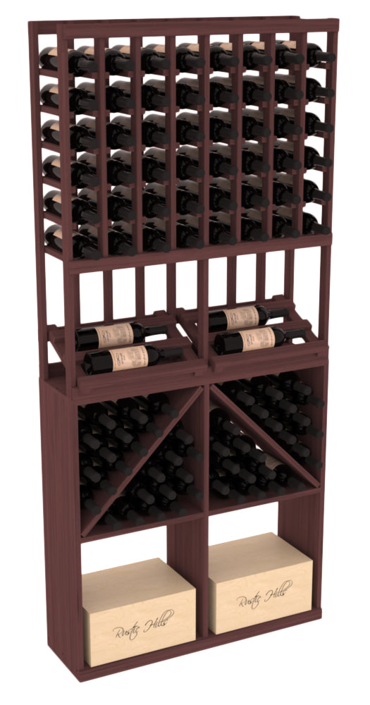 InstaCellar 8 Column Side Display / 96 Bin/Case Combo – Ponderosa Pine / Oak stained