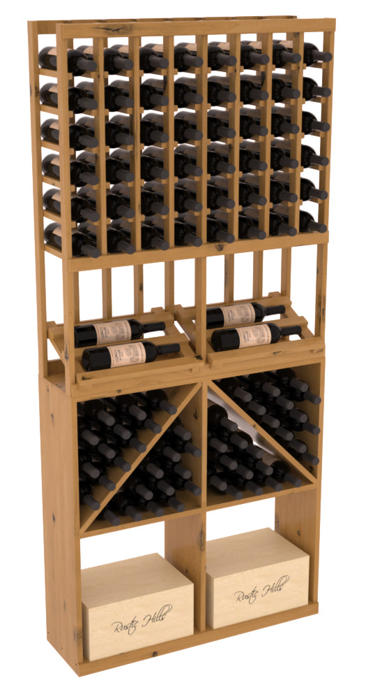 InstaCellar 8 Column Side Display / 96 Bin/Case Combo – Premium Redwood / Black stained