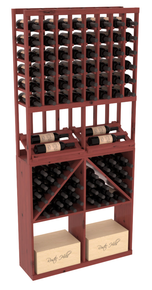InstaCellar 8 Column Side Display / 96 Bin/Case Combo – Premium Redwood / Greywash stained