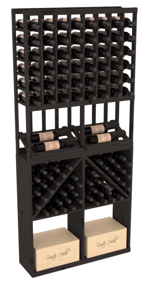 InstaCellar 8 Column Side Display / 96 Bin/Case Combo – Grand Mahogany / Oak stained