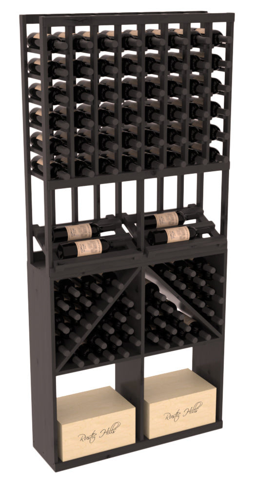 InstaCellar 8 Column Side Display / 96 Bin/Case Combo – Grand Mahogany / Oak stained