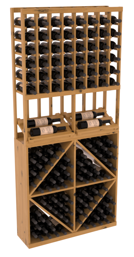 InstaCellar 8 Column Side Display / 96 Bin Combo – Grand Mahogany / Oak stained