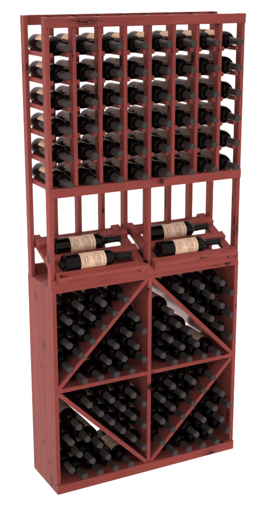 InstaCellar 8 Column Side Display / 96 Bin Combo – Grand Mahogany / Cherry stained