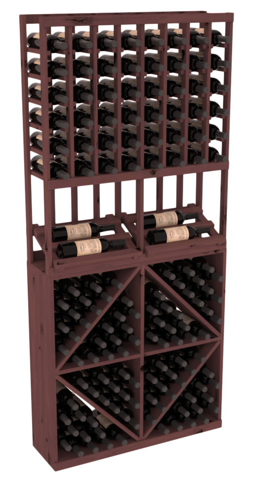 InstaCellar 8 Column Side Display / 96 Bin Combo – Grand Mahogany / Walnut stained