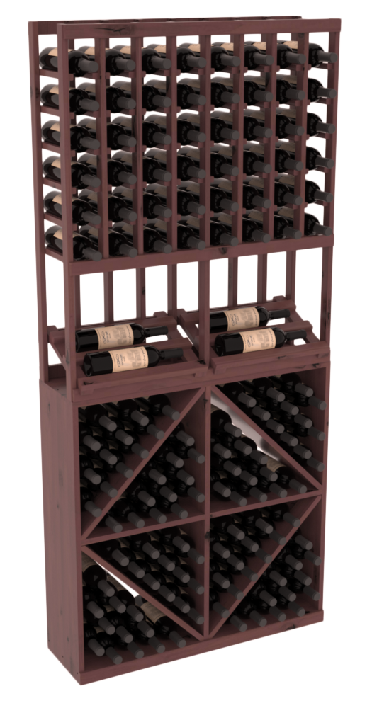 InstaCellar 8 Column Side Display / 96 Bin Combo – Grand Mahogany / Walnut stained