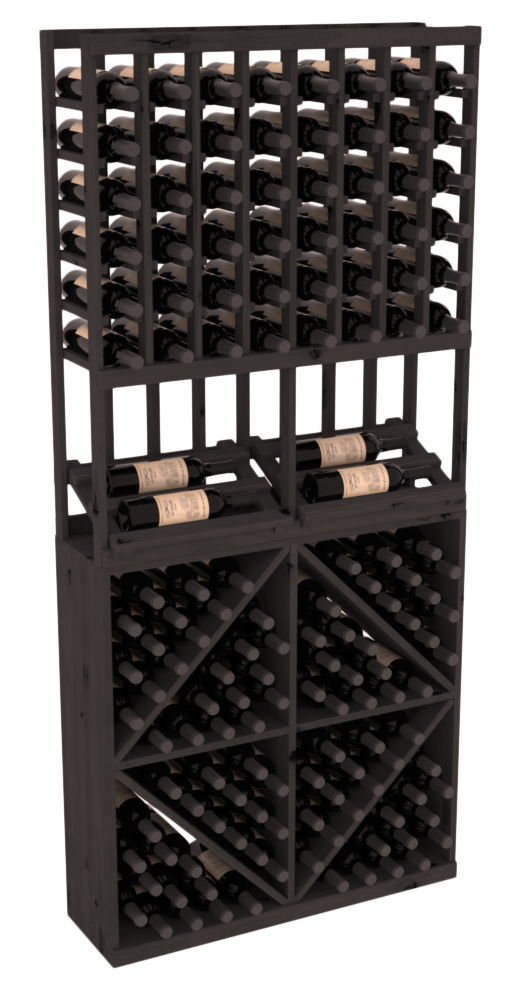 InstaCellar 8 Column Side Display / 96 Bin Combo – Grand Mahogany / Black stained