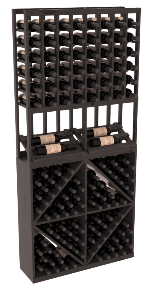 InstaCellar 8 Column Side Display / 96 Bin Combo – Grand Mahogany / Black stained
