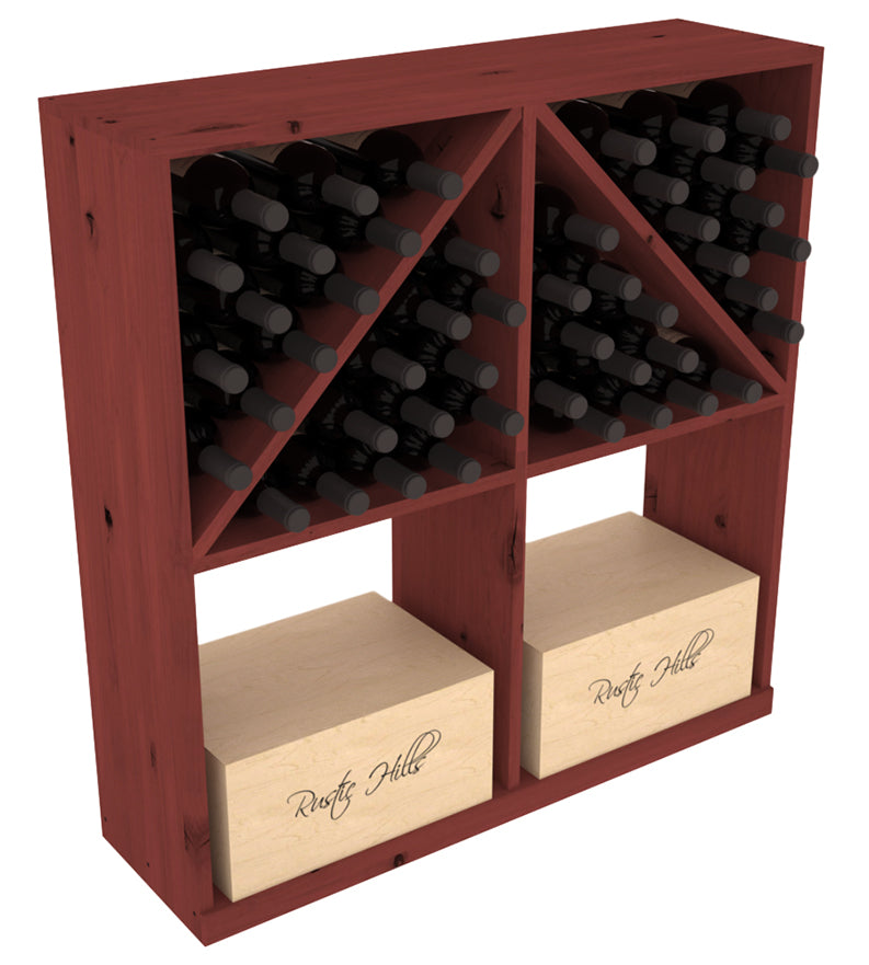 InstaCellar Solid Case/Bottle Bin with Top – Ponderosa Pine / Cherry stained