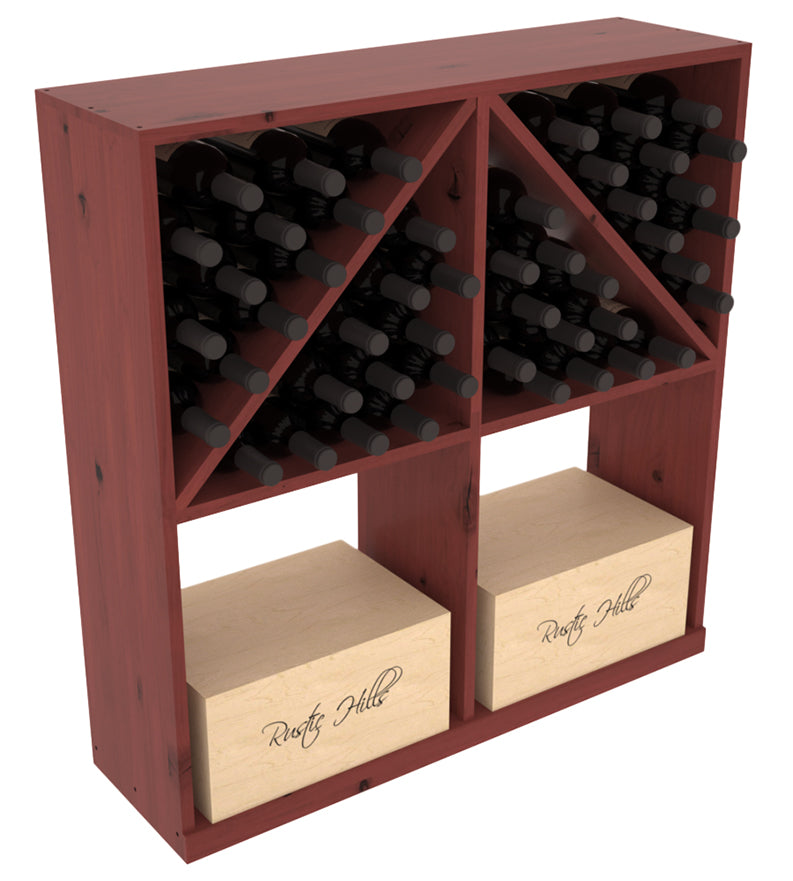 InstaCellar Solid Case/Bottle Bin with Top – Ponderosa Pine / Walnut stained