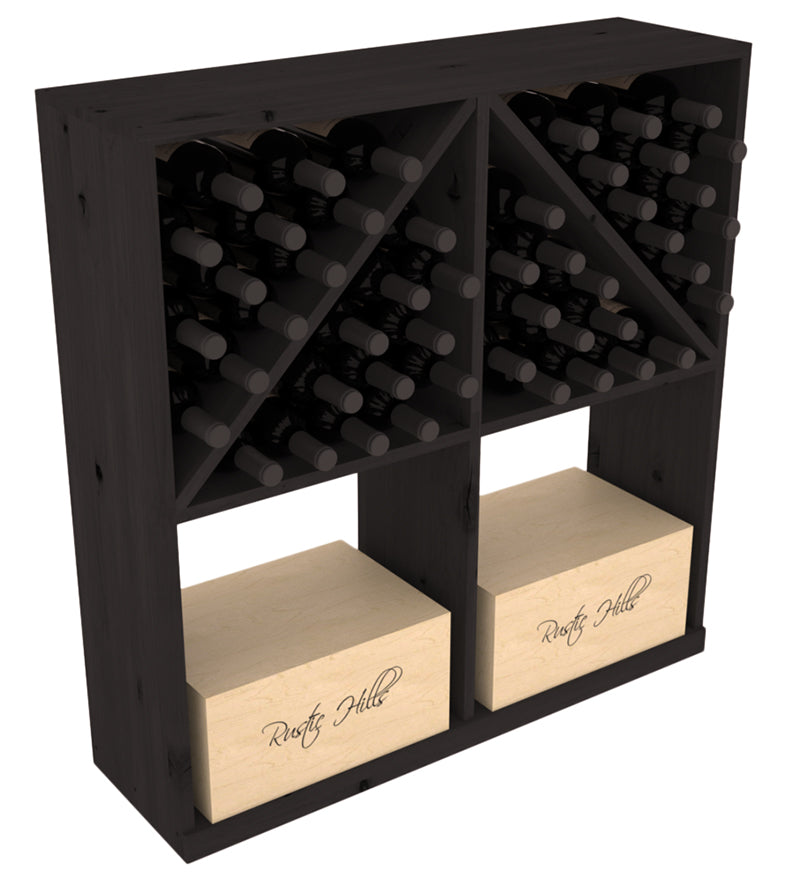 InstaCellar Solid Case/Bottle Bin with Top – Ponderosa Pine / Black stained