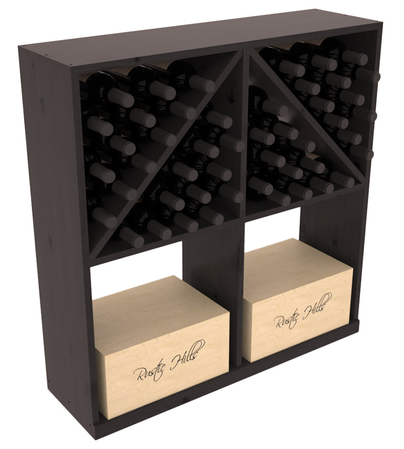InstaCellar Solid Case/Bottle Bin with Top – Ponderosa Pine / Black stained