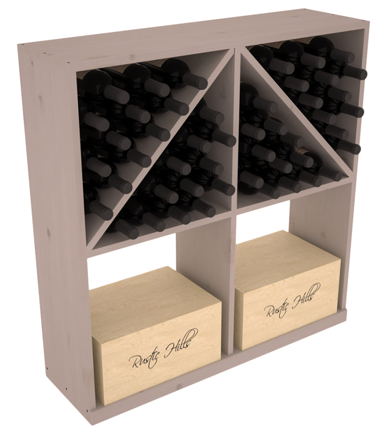 InstaCellar Solid Case/Bottle Bin with Top – Ponderosa Pine / Greywash stained