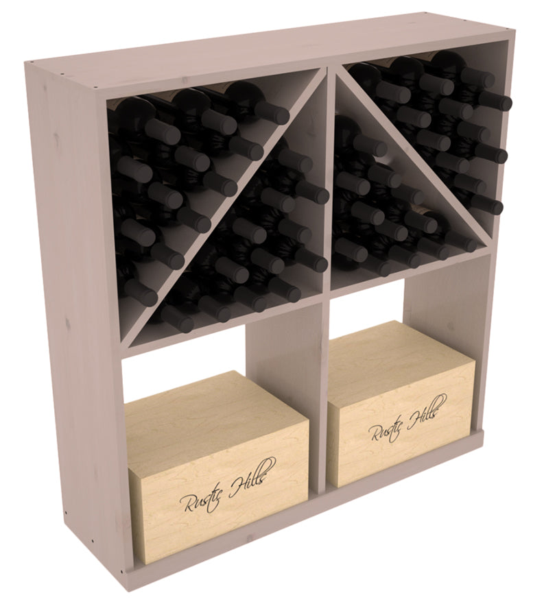 InstaCellar Solid Case/Bottle Bin with Top – Ponderosa Pine / Greywash stained