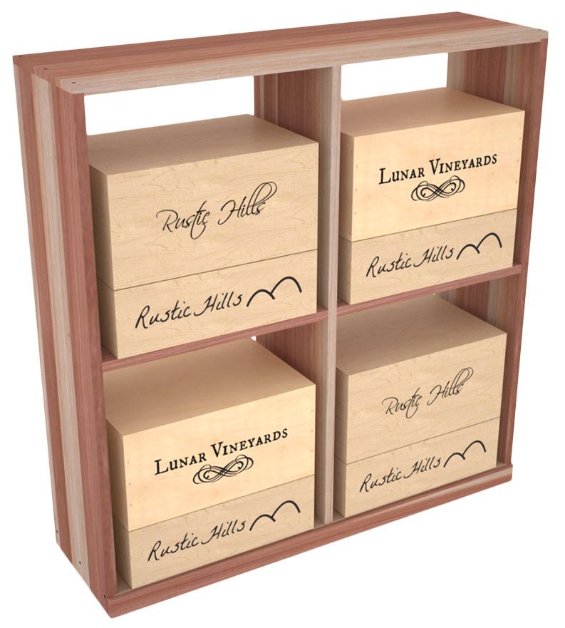 InstaCellar Solid Case Bin with Top – Knotty Alder / Walnut stained