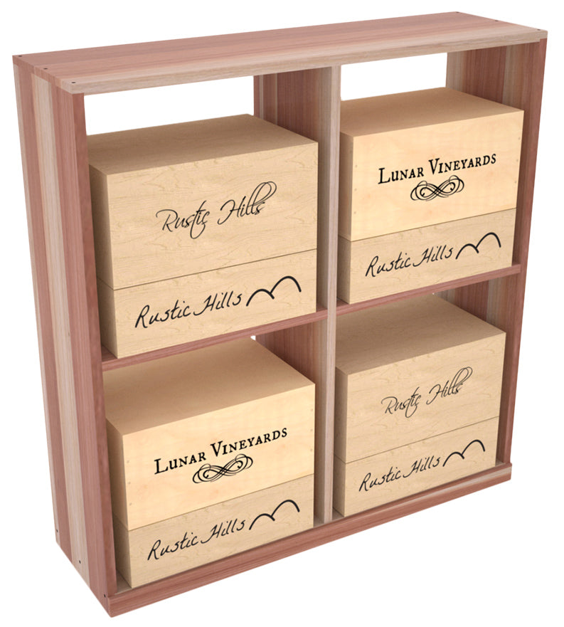 InstaCellar Solid Case Bin with Top – Knotty Alder / Walnut stained