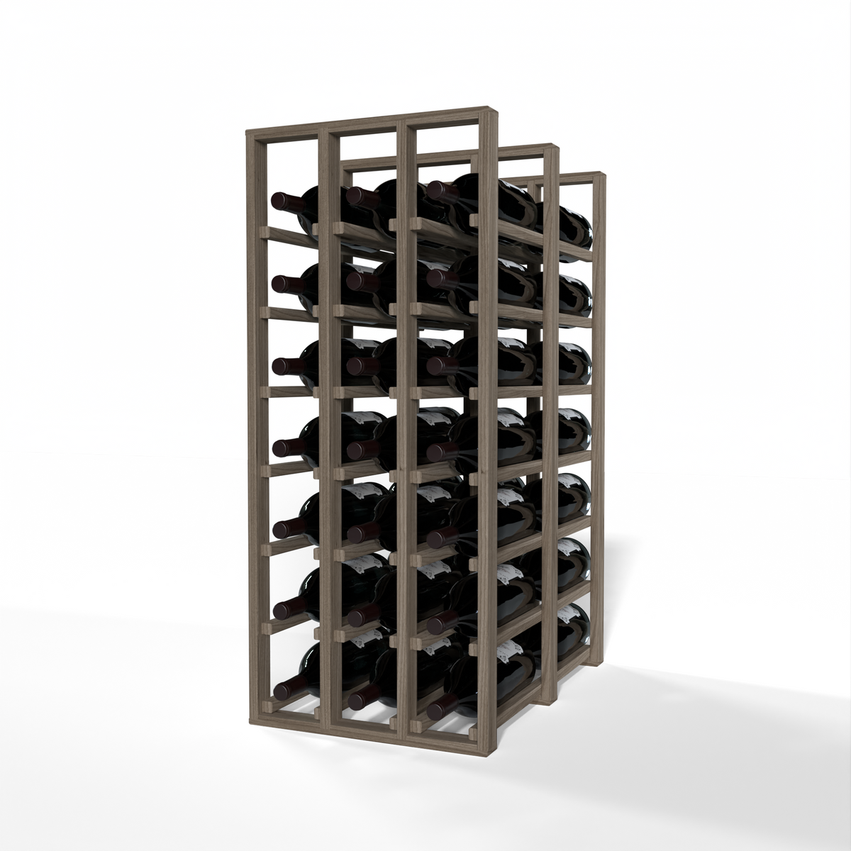 GrandCellar™ 3 Column Full-Depth Double Deep Magnum Wine Rack – 36" – Walnut / Unstained
