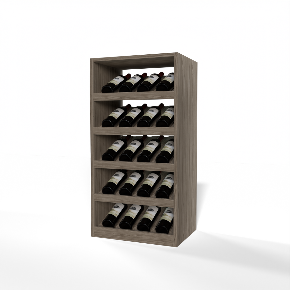 GrandCellar™ 4 Column Full-Depth Cradle Wine Display – 36" – Walnut / Unstained