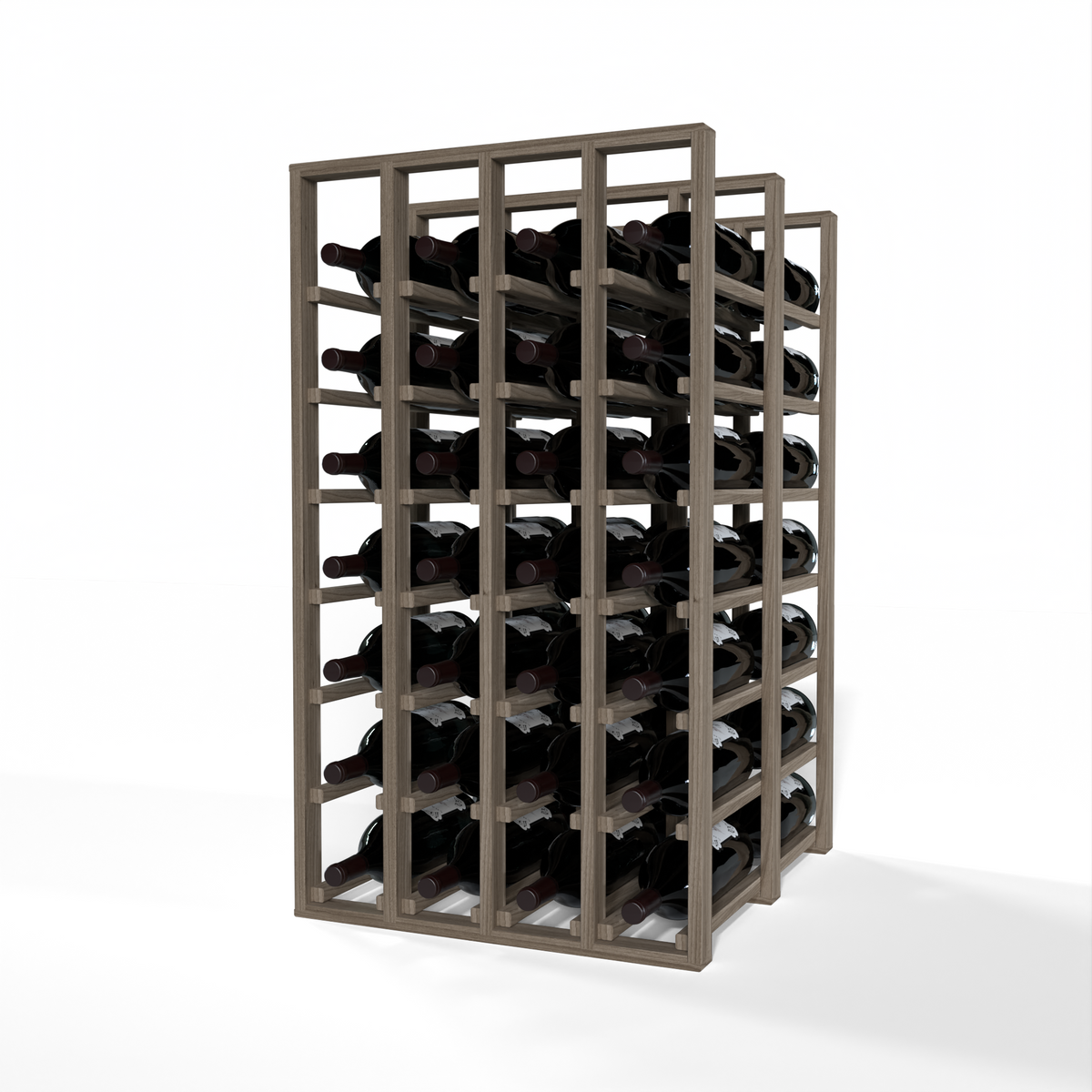 GrandCellar™ 4 Column Full-Depth Double Deep Magnum Wine Rack – 36" – Walnut / Unstained