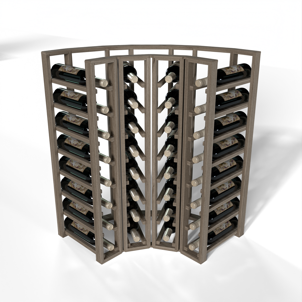 GrandCellar™ 4 Column Full-Depth Standard Corner Wine Rack – 36" – Walnut / Unstained