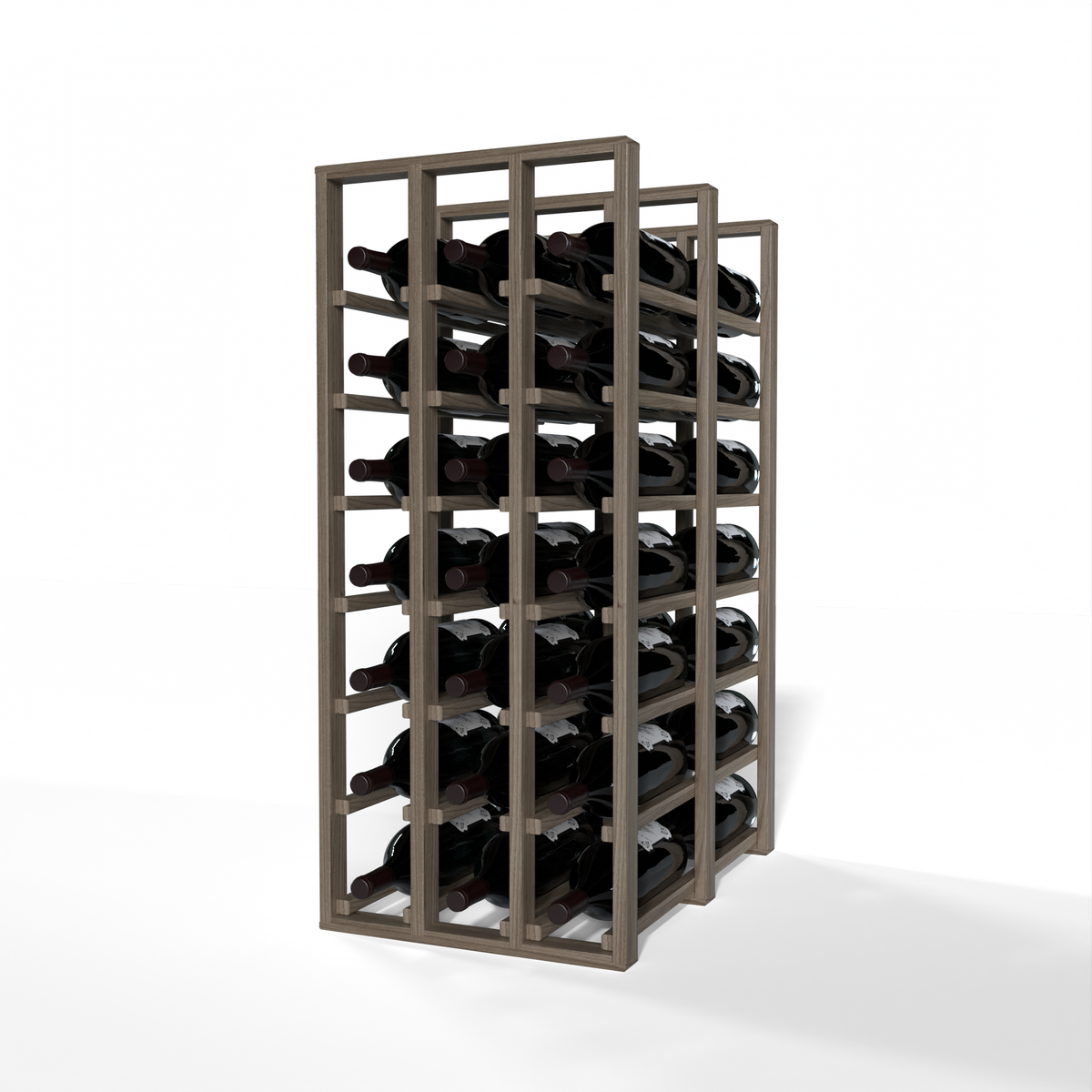 GrandCellar™ 3 Column Full-Depth Double Deep Magnum Wine Rack – 36" – Walnut / Unstained