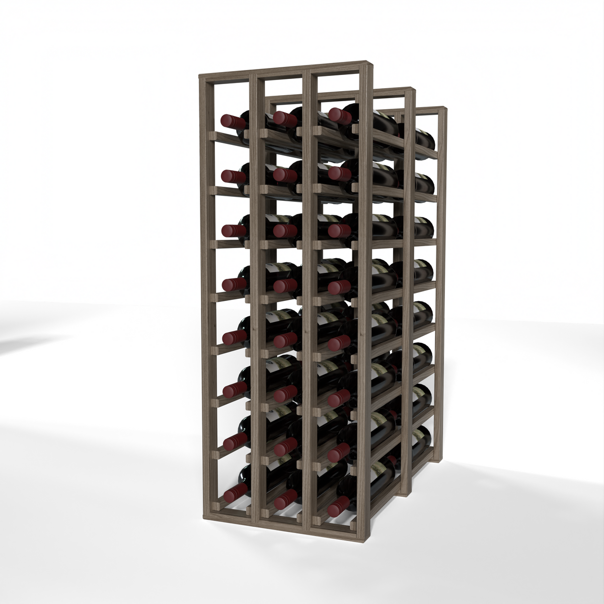 GrandCellar™ 3 Column Full-Depth Double Deep Wine Rack – 36" – Walnut / Unstained