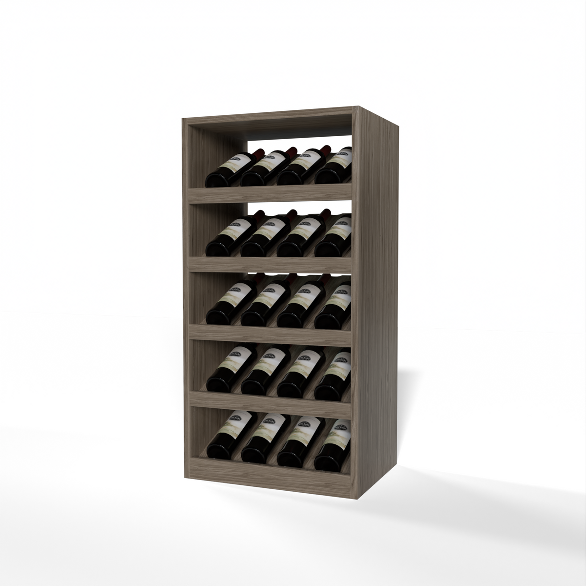 GrandCellar™ 4 Column Full-Depth Cradle Wine Display – 36" – Walnut / Unstained