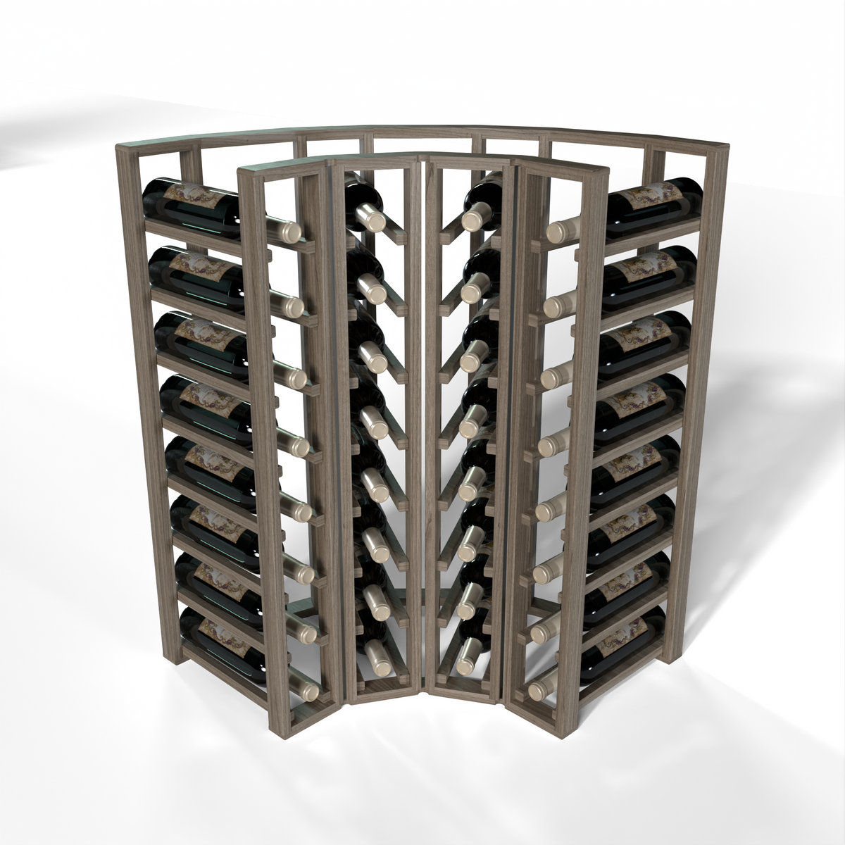 GrandCellar™ 4 Column Full-Depth Standard Corner Wine Rack – 36" – Walnut / Unstained