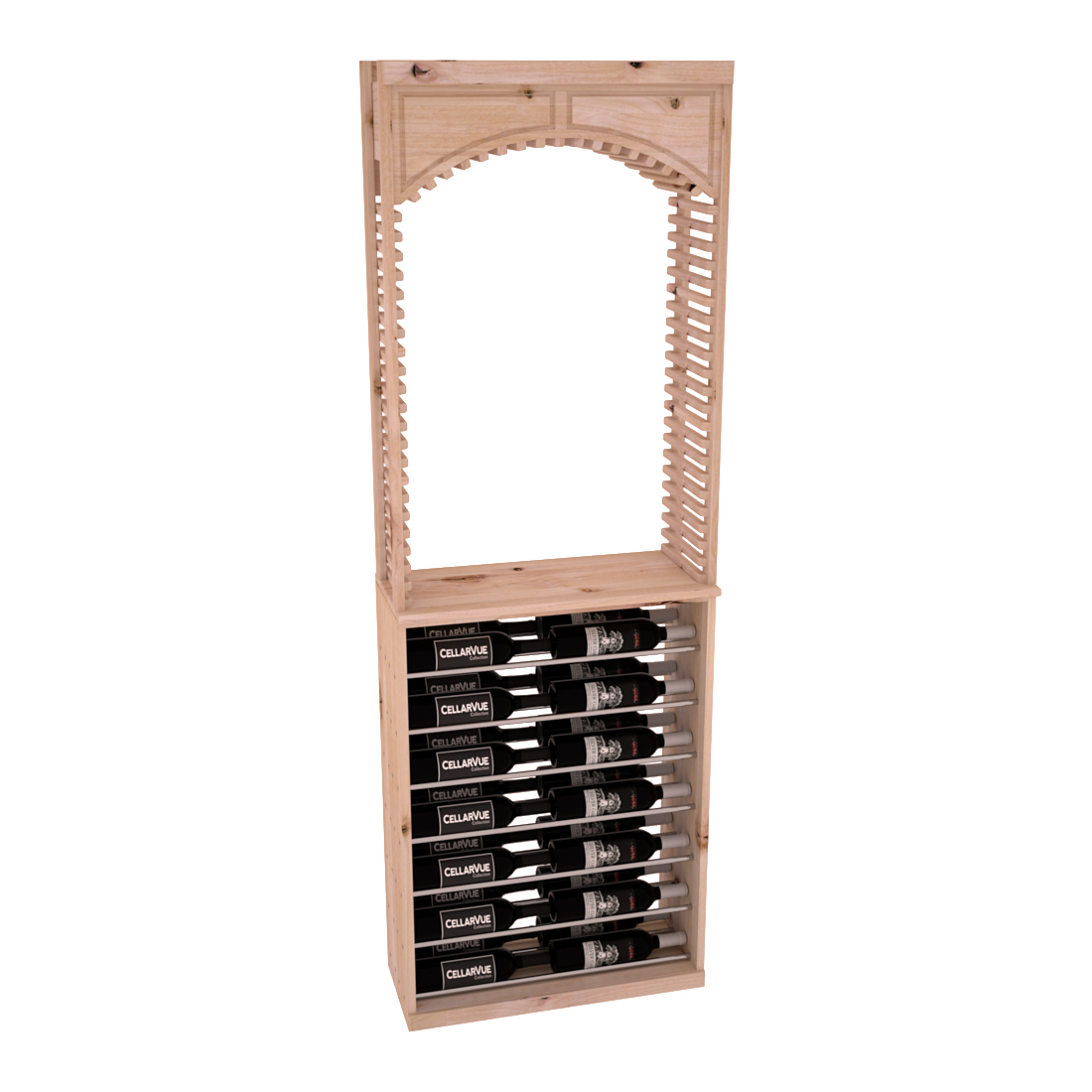 InstaCellar 26" Cellar Arch / Horizontal Display Combo – Black Metal Rods – Knotty Alder / Walnut stained