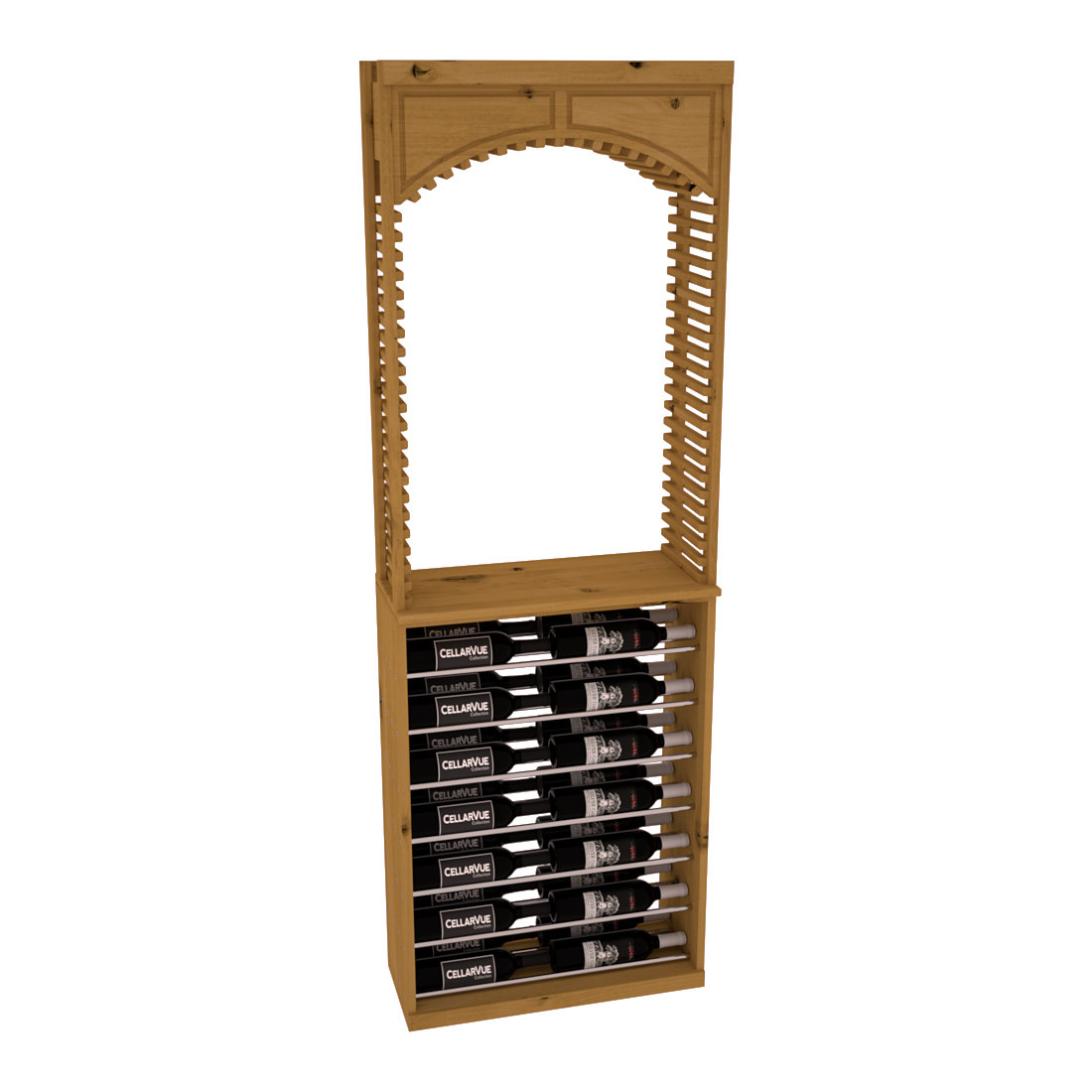 InstaCellar 26" Cellar Arch / Horizontal Display Combo – Black Metal Rods – Knotty Alder / Oak stained