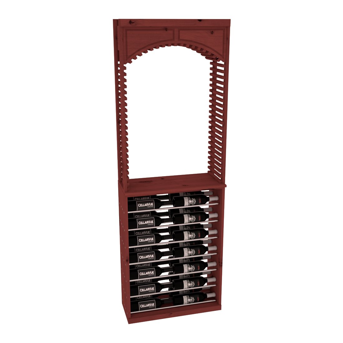 InstaCellar 26" Cellar Arch / Horizontal Display Combo – Knotty Alder / Greywash stained