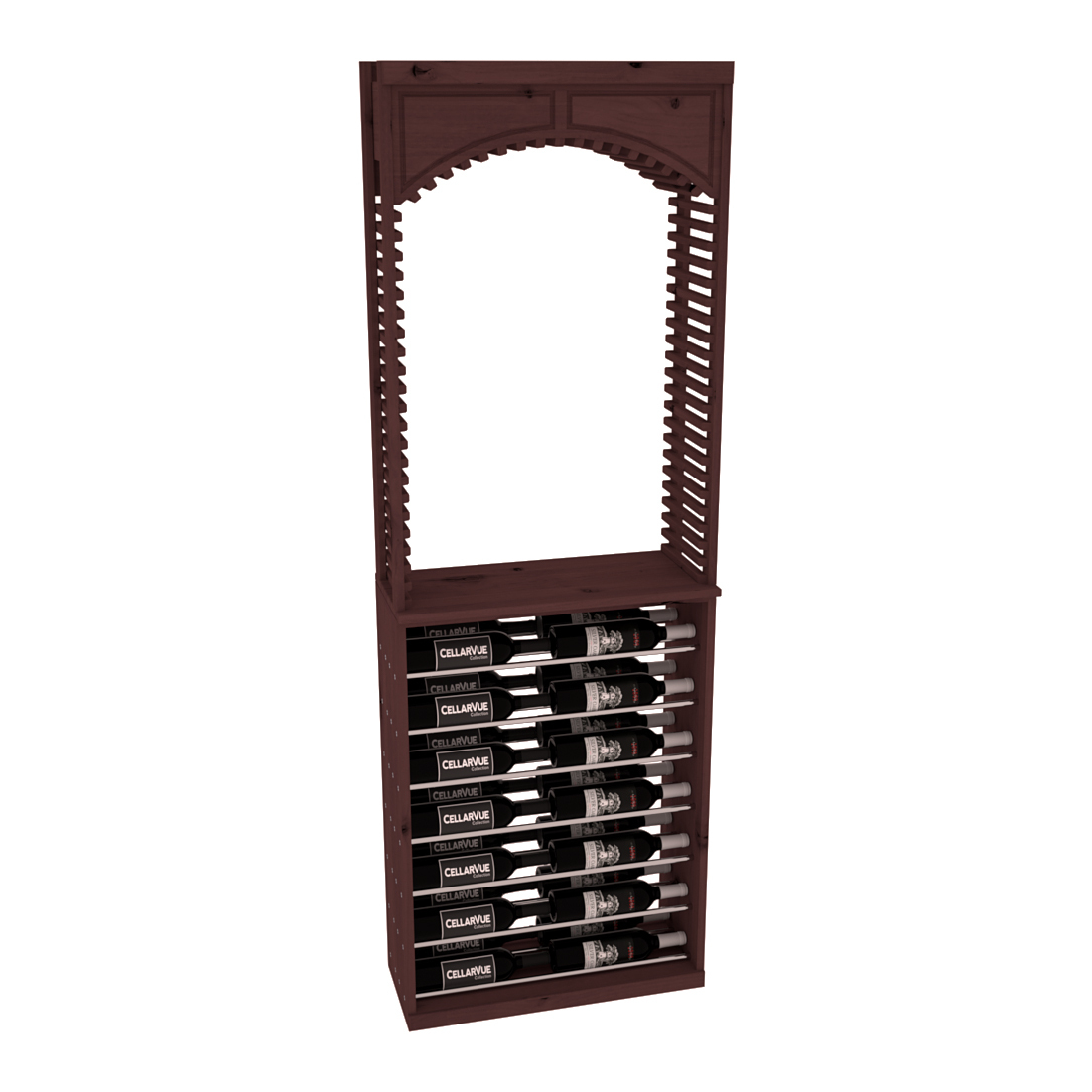 InstaCellar 26" Cellar Arch / Horizontal Display Combo – Knotty Alder / Walnut stained