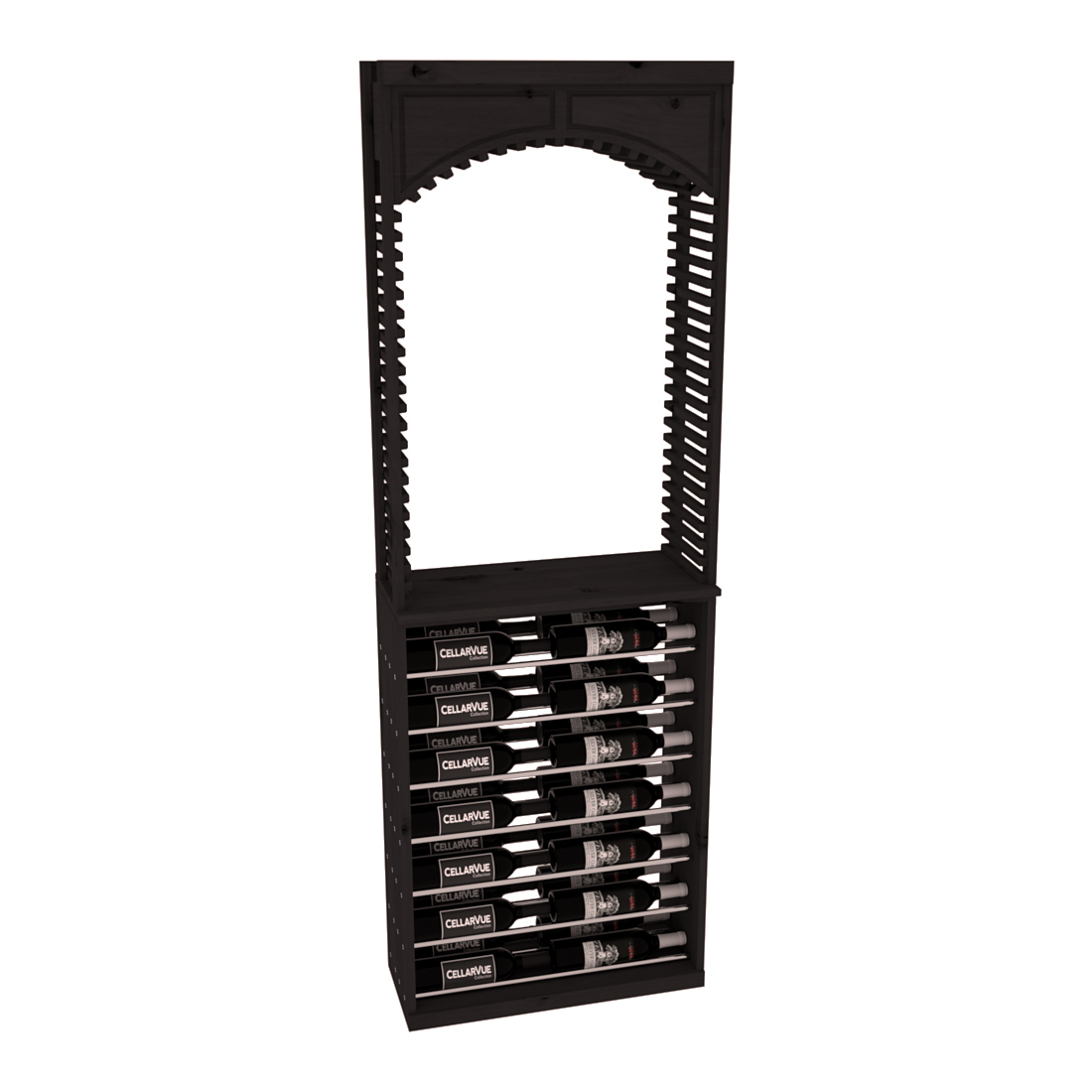 InstaCellar 26" Cellar Arch / Horizontal Display Combo – Black Metal Rods – Ponderosa Pine / Unstained