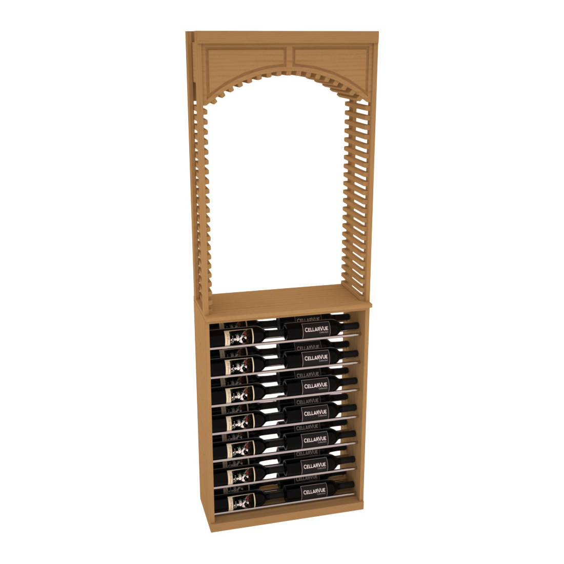 InstaCellar 26" Cellar Arch / Horizontal Display Combo – Black Metal Rods – Premium Redwood / Walnut stained