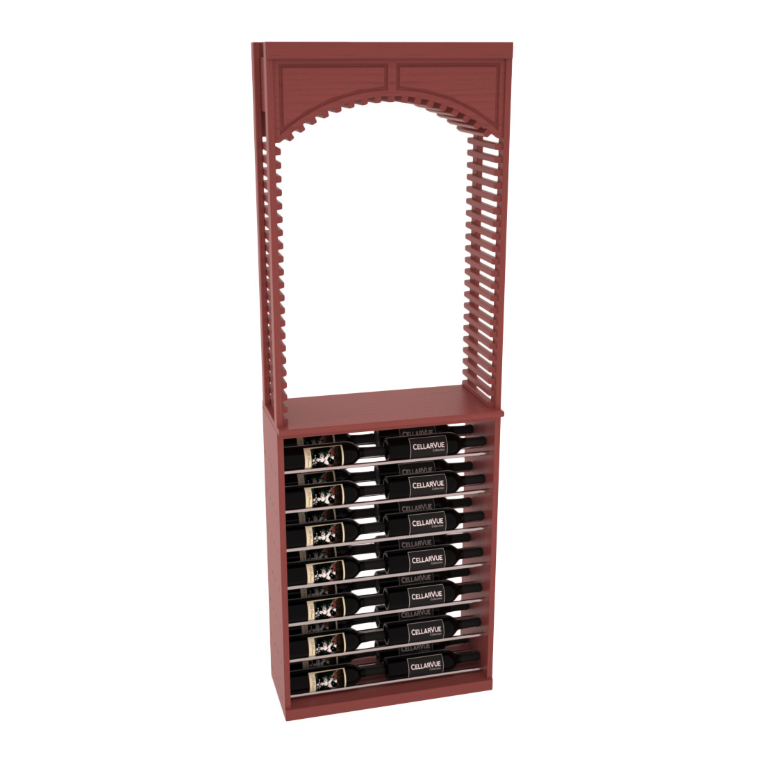 InstaCellar 26" Cellar Arch / Horizontal Display Combo – Black Metal Rods – Knotty Alder / Black stained
