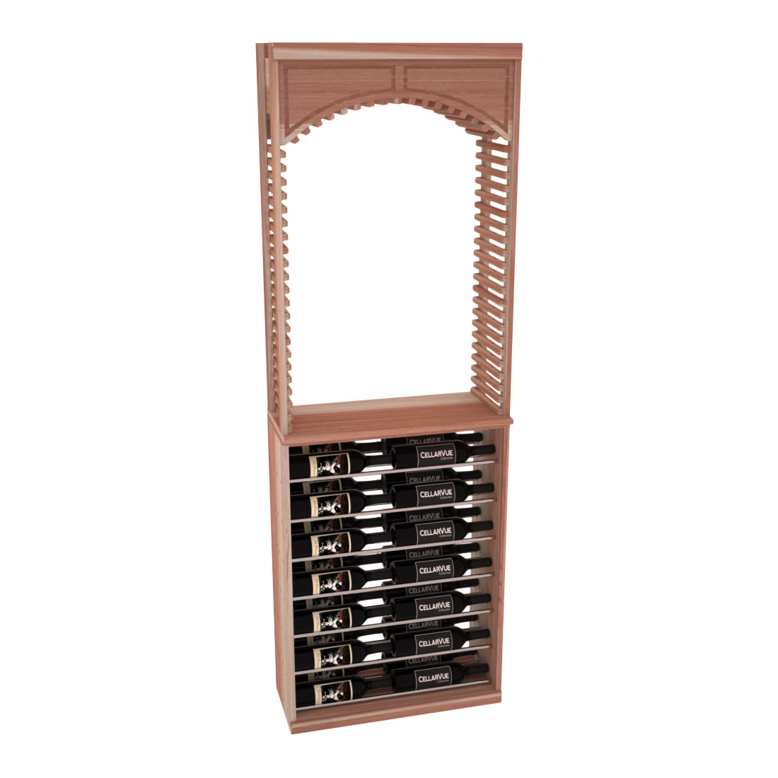 InstaCellar 26" Cellar Arch / Horizontal Display Combo – Black Metal Rods – Knotty Alder / Black stained