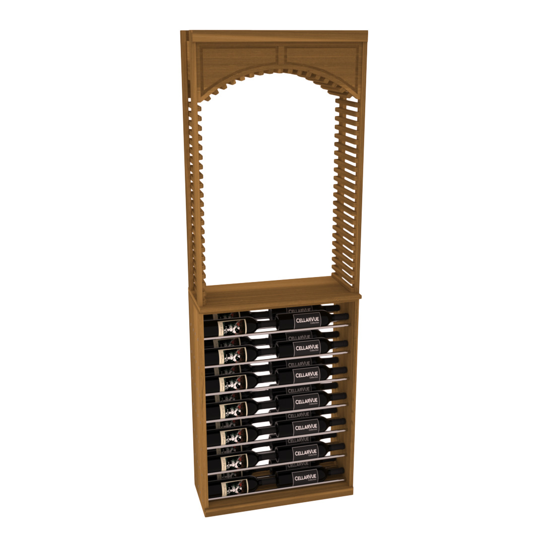 InstaCellar 26" Cellar Arch / Horizontal Display Combo – Black Metal Rods – Knotty Alder / Cherry stained