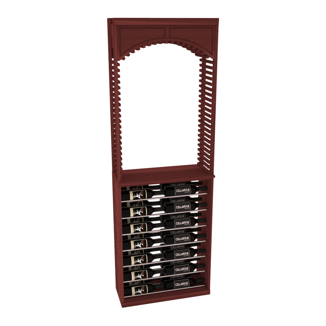 InstaCellar 26" Cellar Arch / Horizontal Display Combo – Black Metal Rods – Knotty Alder / Walnut stained